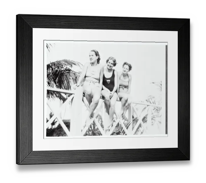 Framed Print : National Swimmers Posing on Railing Framed Print : National Swimmers Posing on Railing