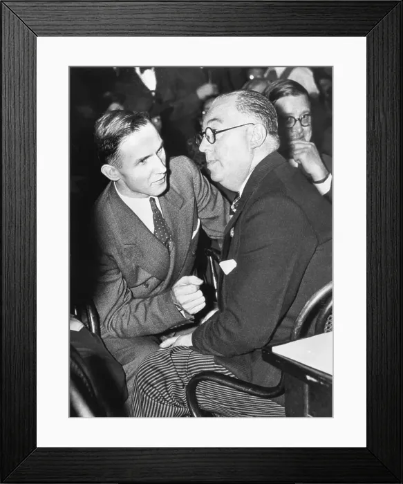 Framed Print : Bruno Hauptmann Talking to Counsel Framed Print : Bruno Hauptmann Talking to Counsel