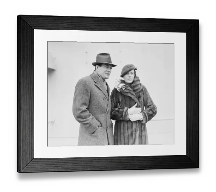 Framed Print : Gene and Polly Tunney Posing on Ship Framed Print : Gene and Polly Tunney Posing on Ship