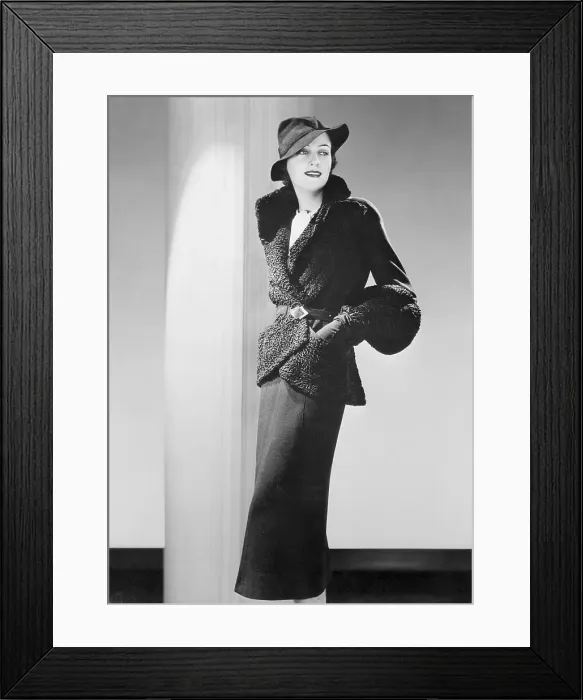 Framed Print : Woman Modeling Coat from Lucien Lelong Framed Print : Woman Modeling Coat from Lucien Lelong