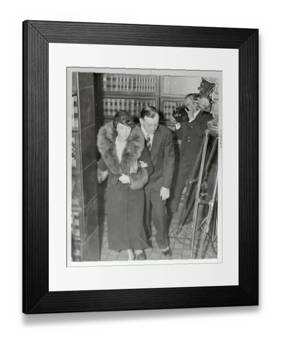 Framed Print : Anne Morrow Lindbergh and Lawyer Arriving at Court Framed Print : Anne Morrow Lindbergh and Lawyer Arriving at Court