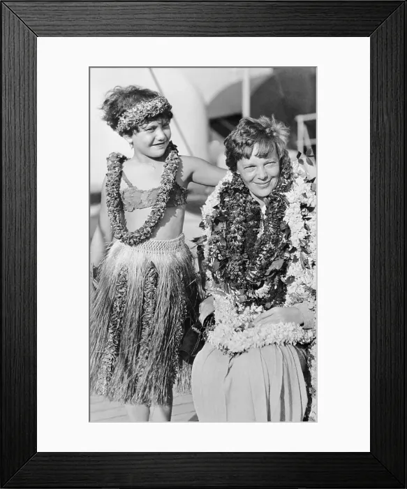 Framed Print : Amelia Earhart Being Welcomed to Honolulu Framed Print : Amelia Earhart Being Welcomed to Honolulu