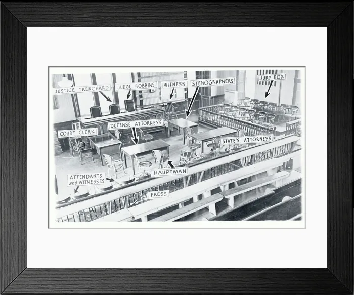 Framed Print : Photo Diagram of Courtroom for Bruno Hauptman Trial Framed Print : Photo Diagram of Courtroom for Bruno Hauptman Trial