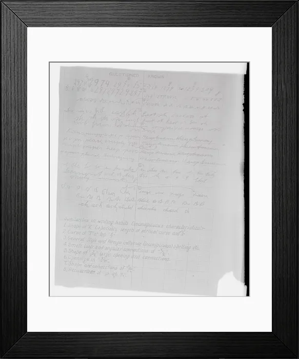 Framed Print : Federal Handwriting Report on Bruno Hauptmann