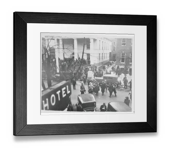 Framed Print : Automobiles and Congregation Outside Trial of Lindbergh Kidnappers Framed Print : Automobiles and Congregation Outside Trial of Lindbergh Kidnappers