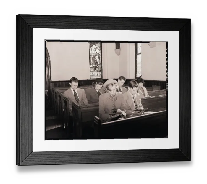 Framed Print : Teenagers Seated in Church Framed Print : Teenagers Seated in Church