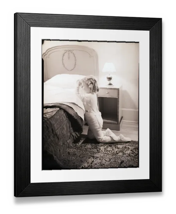Framed Print : Girl Praying at Bedside Framed Print : Girl Praying at Bedside