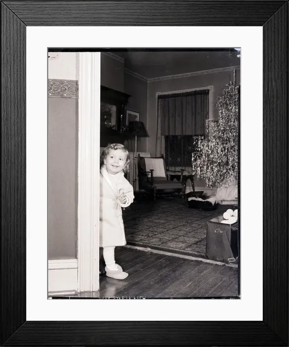 Framed Print : Girl and Christmas Tree Framed Print : Girl and Christmas Tree
