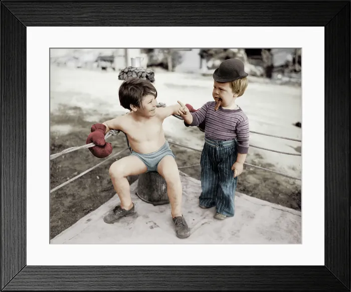 Framed Print : Boys in Make Believe Boxing Ring Framed Print : Boys in Make Believe Boxing Ring
