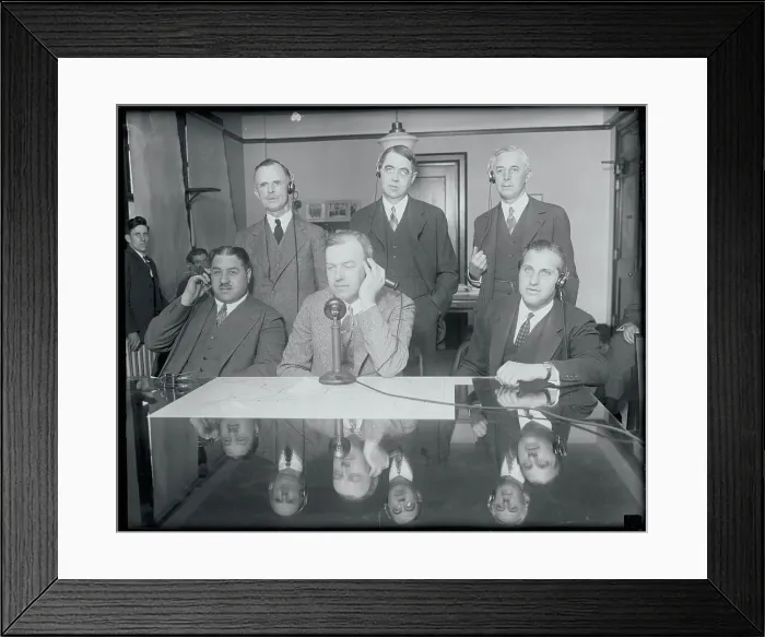 Framed Print : Politicians Using Newly Introduced Telephone Framed Print : Politicians Using Newly Introduced Telephone