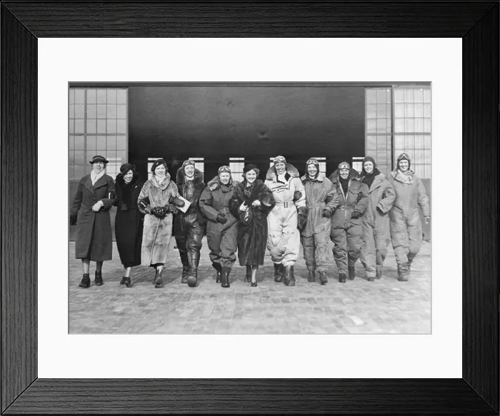 Framed Print : Amelia Earhart's Friends Posing at Celebration for Her Pacific Flight Framed Print : Amelia Earhart's Friends Posing at Celebration for Her Pacific Flight