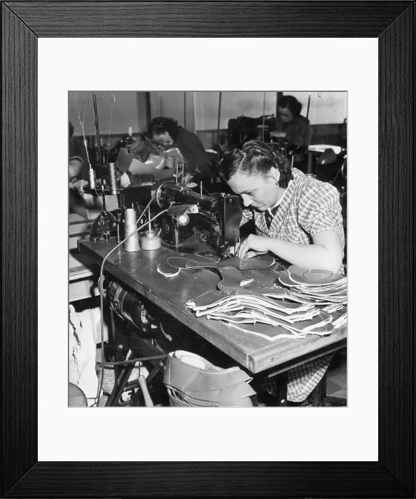 Framed Print : French Woman Working in Shoemaking Factory