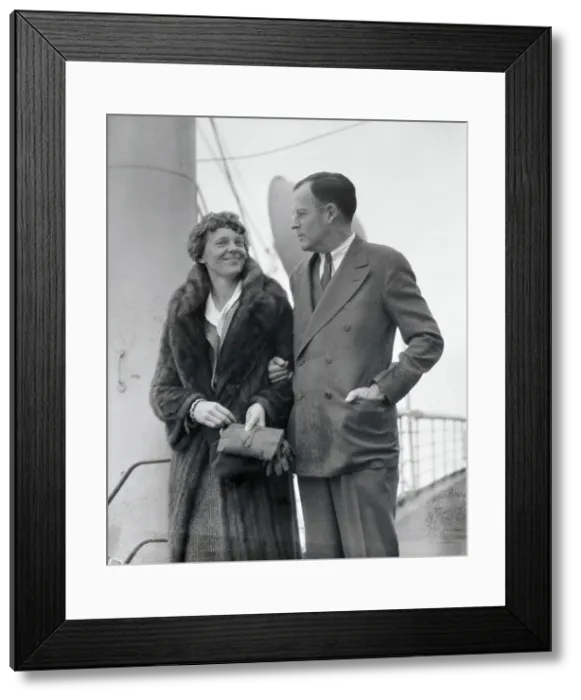 Framed Print : Amelia Earhart and Husband Posing Together Framed Print : Amelia Earhart and Husband Posing Together