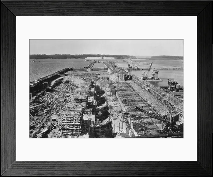Framed Print : Aerial View of the TVA's Wheeler Dam Construction