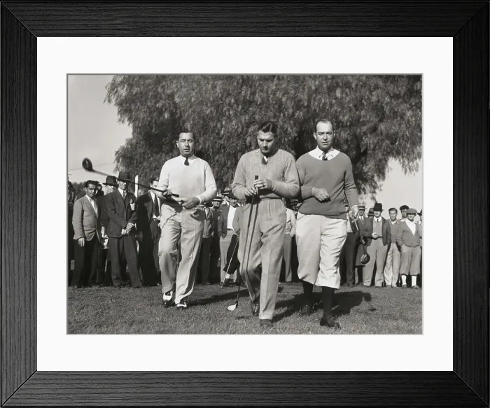 Framed Print : Walter Hagen with Richard Arlen and Fred Morrison Framed Print : Walter Hagen with Richard Arlen and Fred Morrison