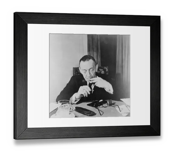 Framed Print : Sergei Rachmaninoff Smoking at his Desk Framed Print : Sergei Rachmaninoff Smoking at his Desk