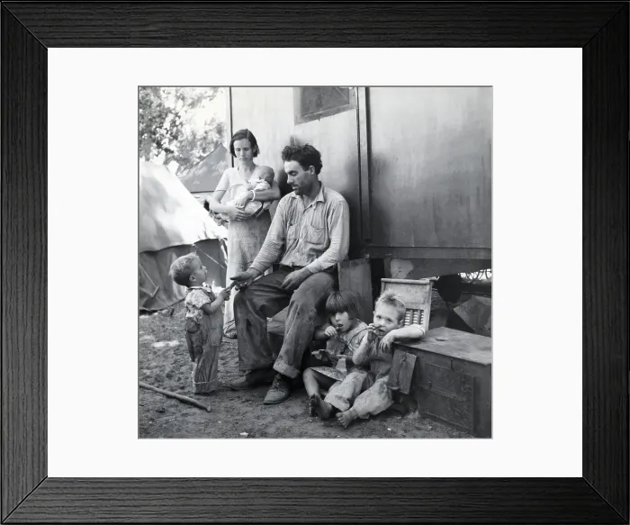 Framed Print : Family; Father, Mother, Baby, 3 Children Framed Print : Family; Father, Mother, Baby, 3 Children