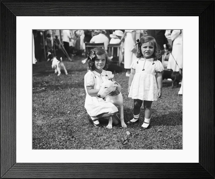 Framed Print : Bouvier Girls with Bull Terrier Framed Print : Bouvier Girls with Bull Terrier
