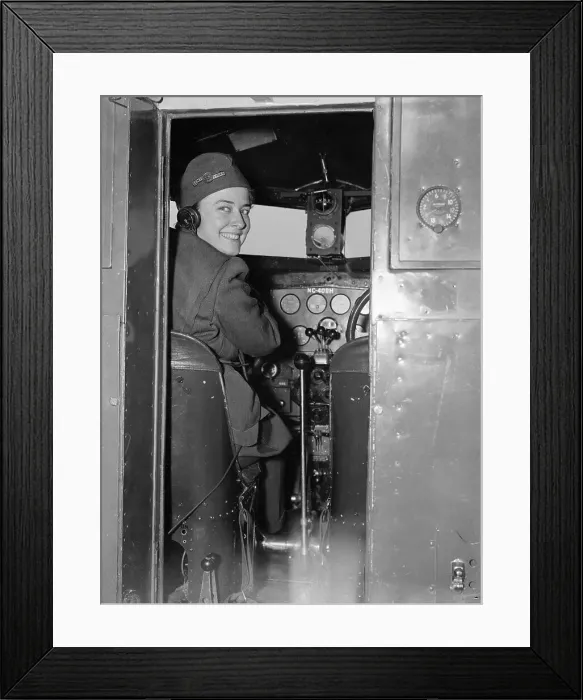 Framed Print : Helen Richey Sitting at the Controls of a Plane Framed Print : Helen Richey Sitting at the Controls of a Plane