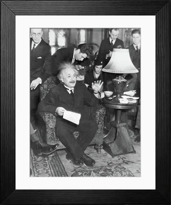 Framed Print : Albert Einstein Lecturing at Press Conference