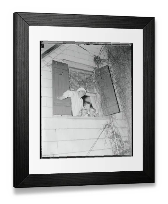 Framed Print : Three Boys Looking Out a Window