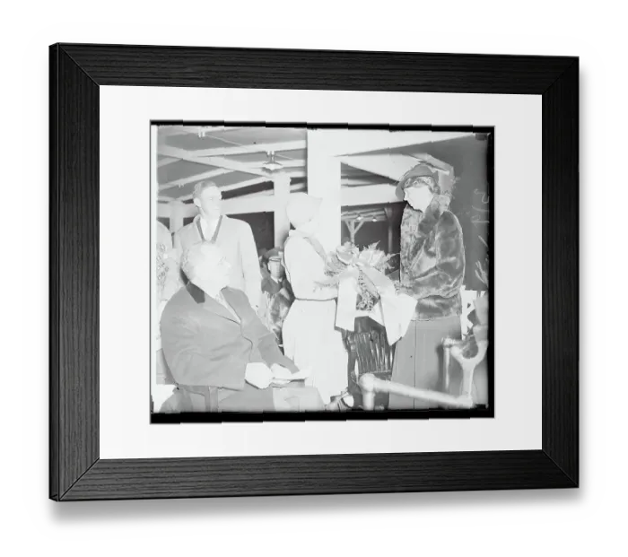 Framed Print : Eleanor Roosevelt Receiving a Floral Offering Framed Print : Eleanor Roosevelt Receiving a Floral Offering