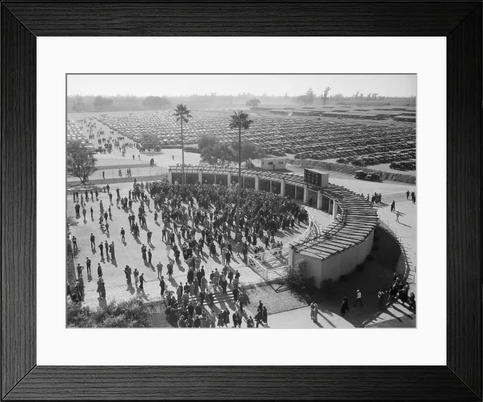 Framed Print : People Waiting by Paddock for Race Framed Print : People Waiting by Paddock for Race