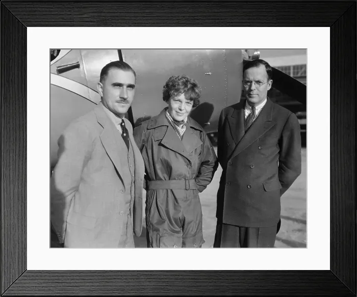 Framed Print : Portrait of Amelia Earhart with Colleagues Framed Print : Portrait of Amelia Earhart with Colleagues