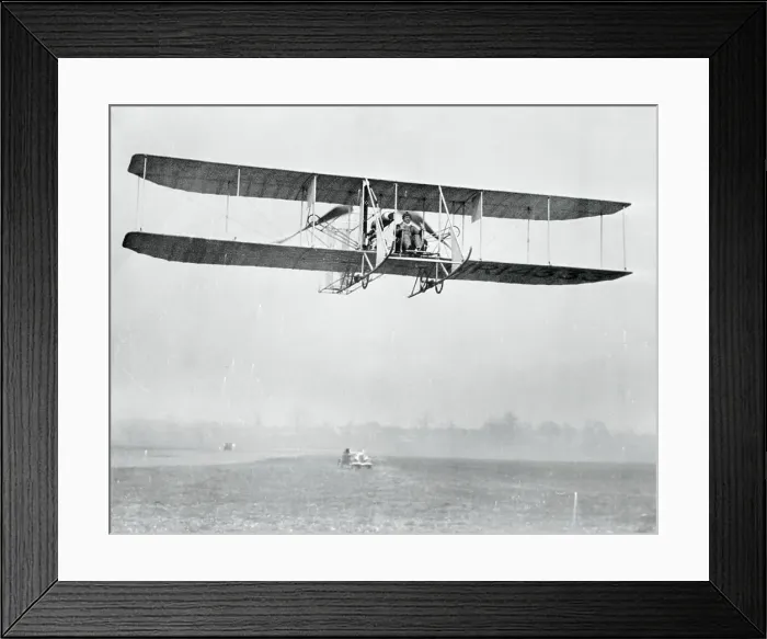 Framed Print : Men Flying a Biplane Framed Print : Men Flying a Biplane