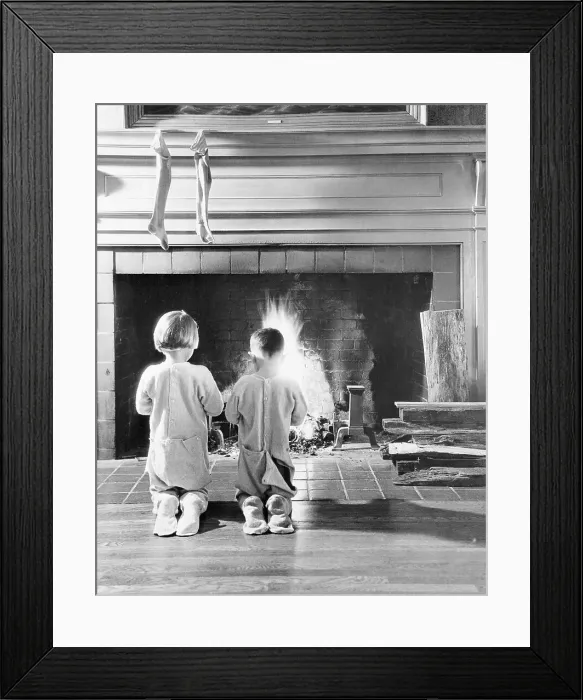 Framed Print : Children Asking Santa To Fill Their Stockings Framed Print : Children Asking Santa To Fill Their Stockings