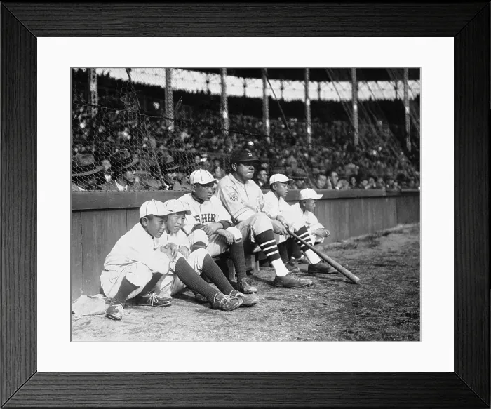 Framed Print : Baseball Bat Boys Sitting on Sidelines Framed Print : Baseball Bat Boys Sitting on Sidelines
