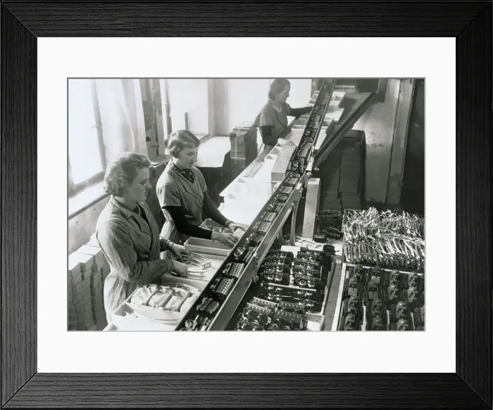 Framed Print : Women Working in Toy Train Factory