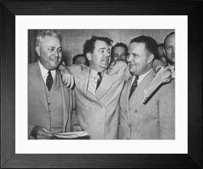 Framed Print : Huey Long with Arms Around Two Men Framed Print : Huey Long with Arms Around Two Men