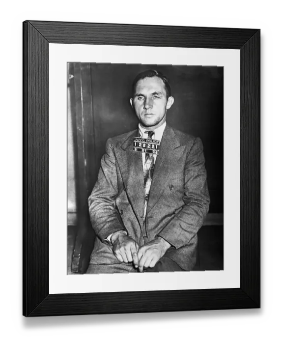 Framed Print : Bruno Hauptmann with Police Plate on Collar Framed Print : Bruno Hauptmann with Police Plate on Collar
