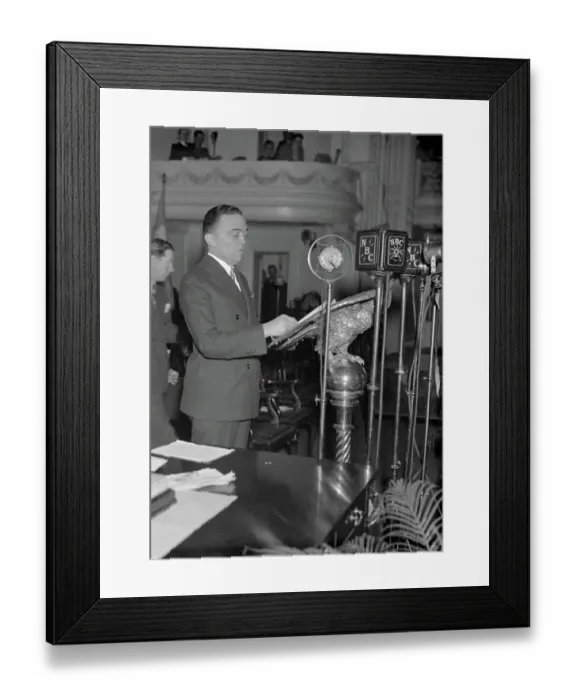 Framed Print : J. Edgar Hoover Addressing Crime Session Framed Print : J. Edgar Hoover Addressing Crime Session