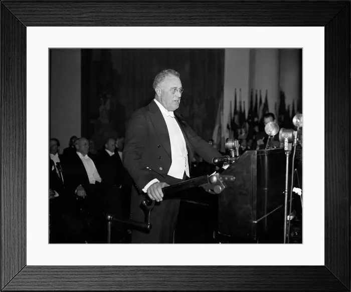 Framed Print : F.D. Roosevelt At Podium Wearing Tuxedo Framed Print : F.D. Roosevelt At Podium Wearing Tuxedo