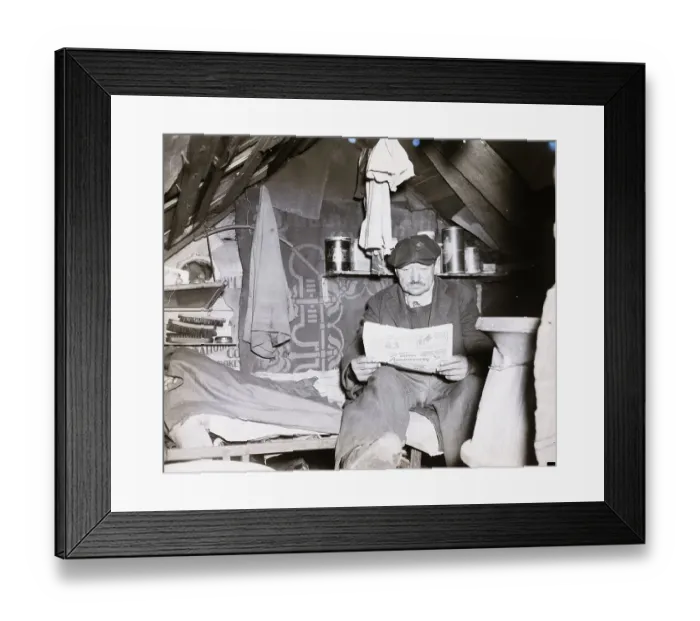 Framed Print : Homeless Man In Shantytown Framed Print : Homeless Man In Shantytown