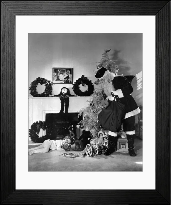 Framed Print : Shirley Temple Sleeps as Santa Delievers Framed Print : Shirley Temple Sleeps as Santa Delievers