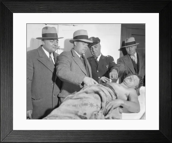 Framed Print : Police Standing over Body of George Nelson Framed Print : Police Standing over Body of George Nelson