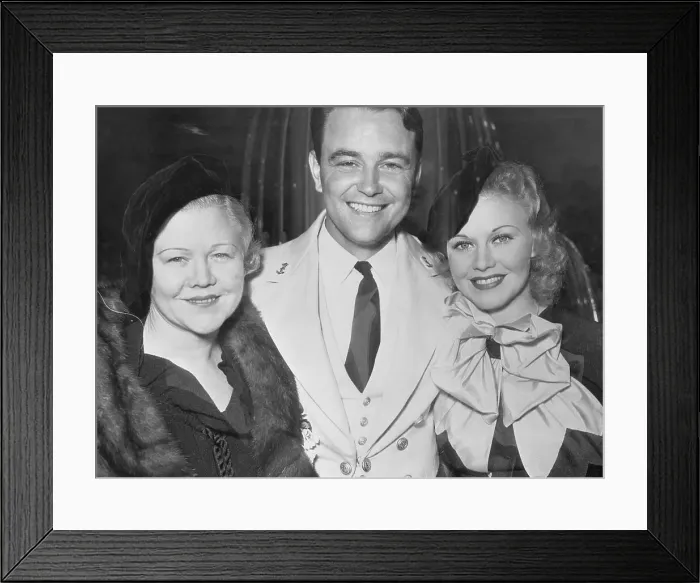 Framed Print : Ginger Rogers with Her Mother and Lew Ayres Framed Print : Ginger Rogers with Her Mother and Lew Ayres