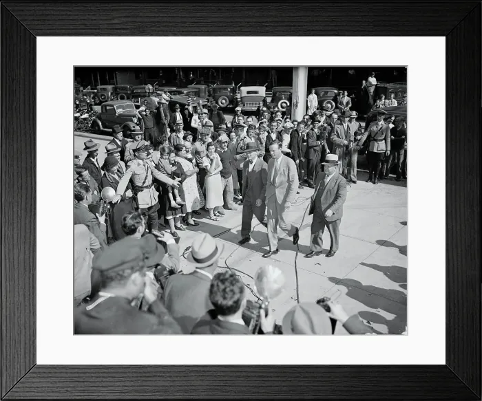 Framed Print : Charles Lindbergh Being Escorted to Courthouse Framed Print : Charles Lindbergh Being Escorted to Courthouse