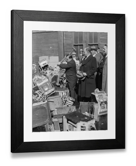 Framed Print : La Guardia Smashes Slot Machines Framed Print : La Guardia Smashes Slot Machines