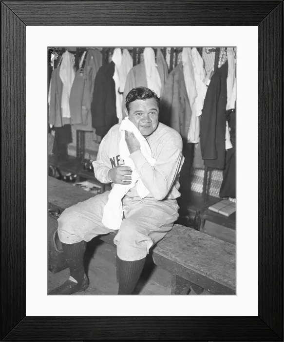 Framed Print : Babe Ruth Wiping His Face with Towel Framed Print : Babe Ruth Wiping His Face with Towel
