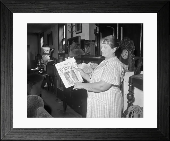 Framed Print : Lindbergh Trial Witness with Newspaper Framed Print : Lindbergh Trial Witness with Newspaper
