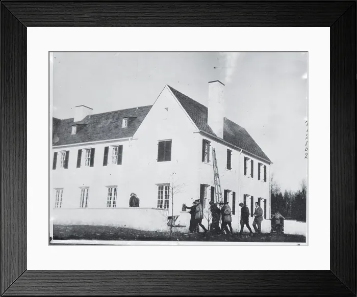 Framed Print : Policemen Inspecting a Ladder in Kidnapping Scene Framed Print : Policemen Inspecting a Ladder in Kidnapping Scene