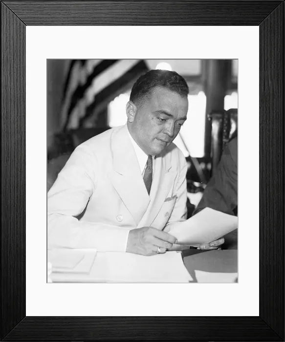 Framed Print : J. Edgar Hoover in New York City Investigating Lindbergh Case Framed Print : J. Edgar Hoover in New York City Investigating Lindbergh Case