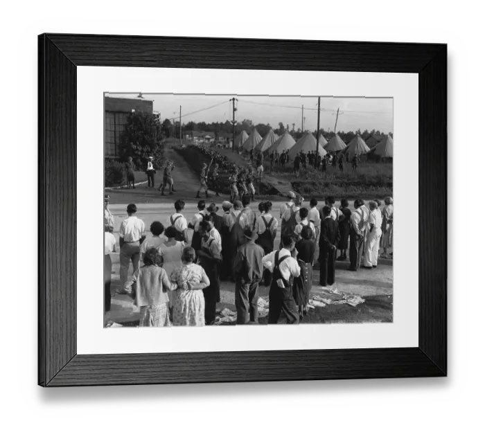 Framed Print : Crowd Gathered Near National Guard Camp Framed Print : Crowd Gathered Near National Guard Camp