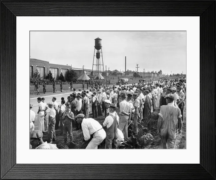 Framed Print : Strikers Look Across Road