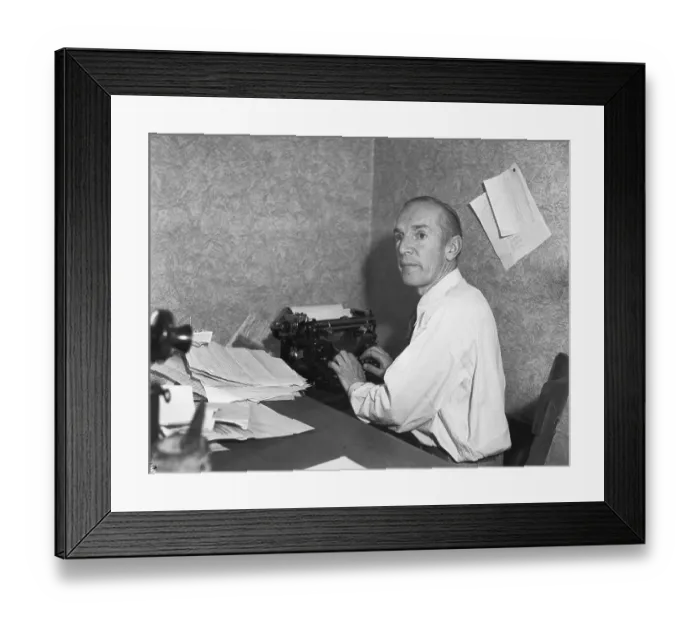 Framed Print : Upton Sinclair Typing Framed Print : Upton Sinclair Typing