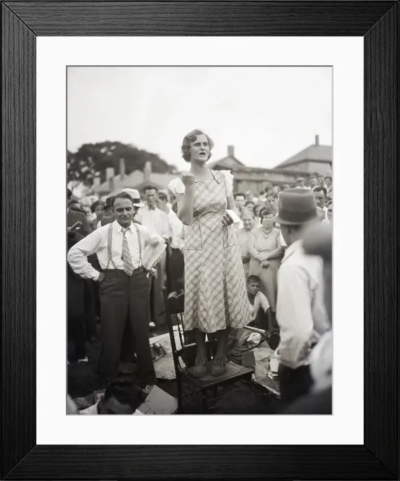 Framed Print : Ann Burlak Stands on Chair and Speaks Framed Print : Ann Burlak Stands on Chair and Speaks